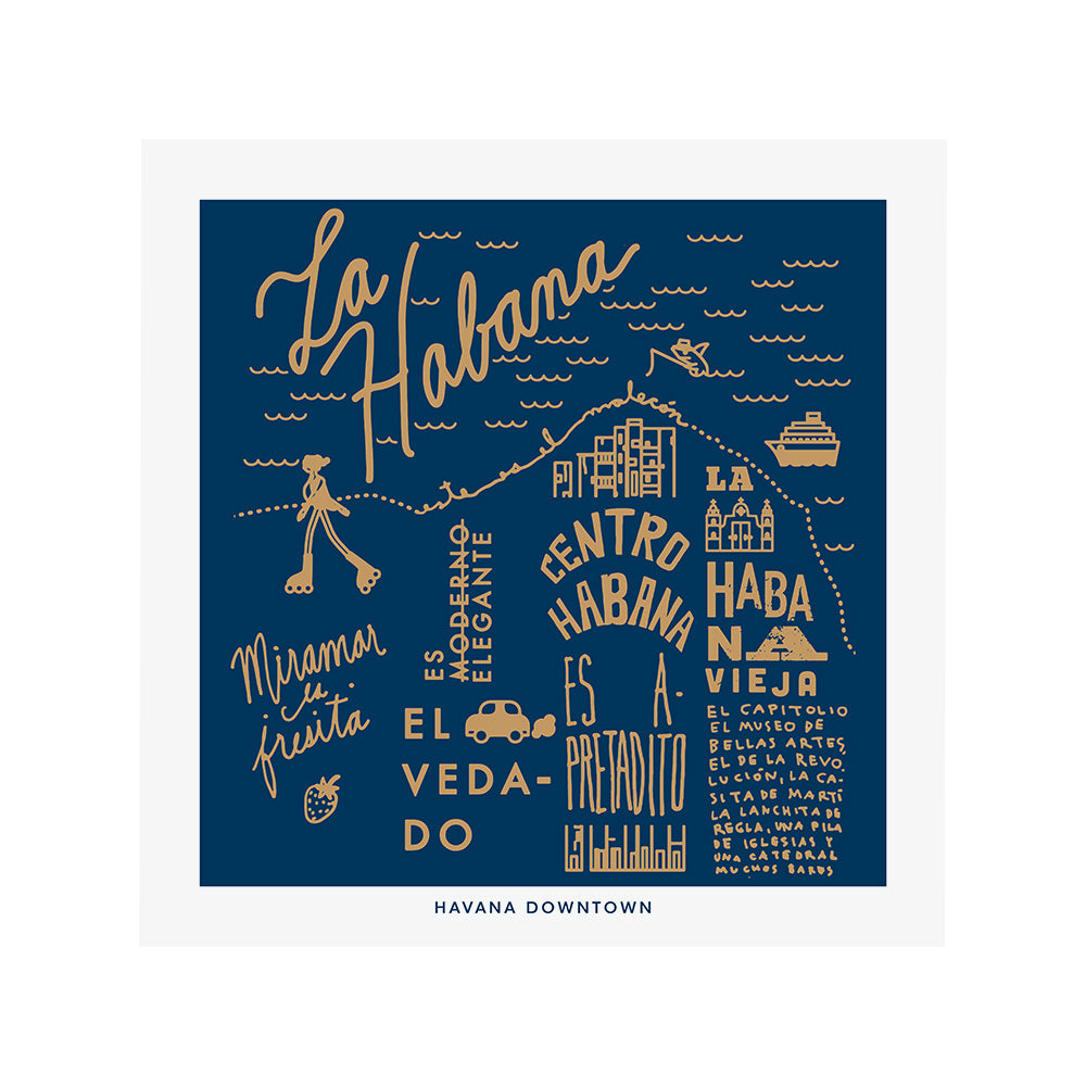 Havana Downtown map Screenprint by Idania del Río | Clandestina