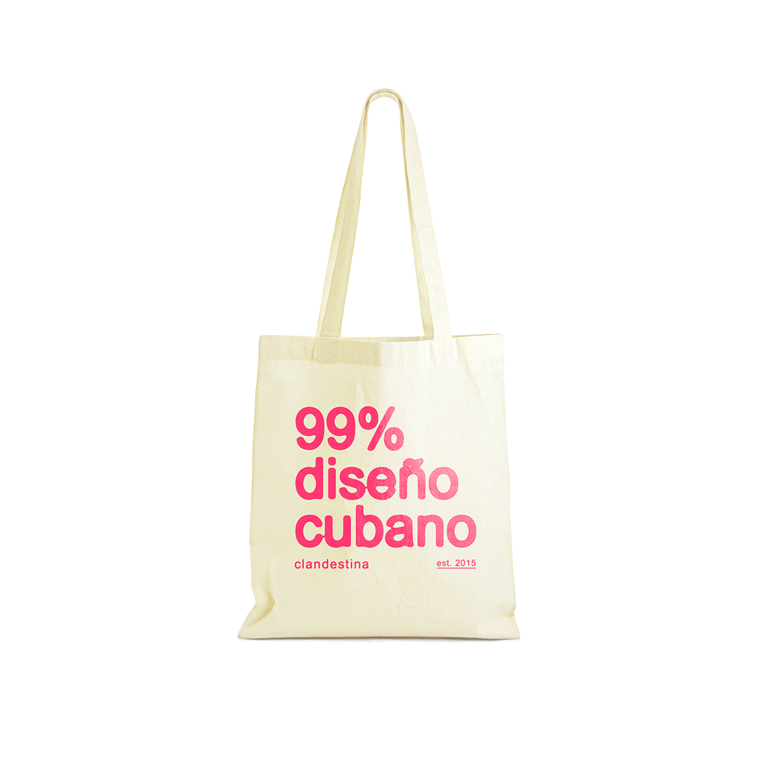 99% Cuban Design Canvas Tote Bag - Pink