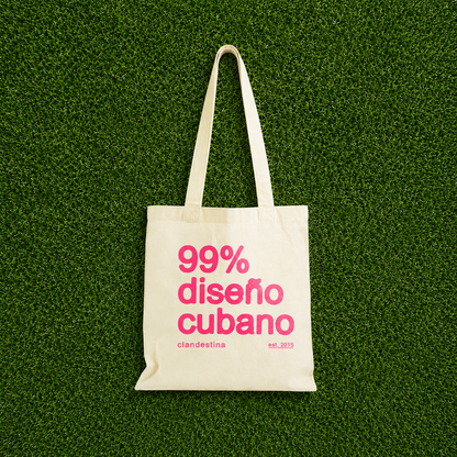 99% Cuban Design Canvas Tote Bag - Pink
