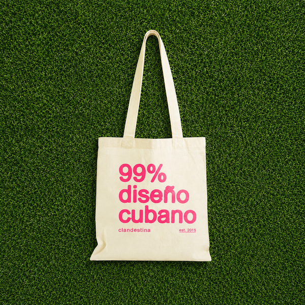 99% Cuban Design Canvas Tote Bag - Pink